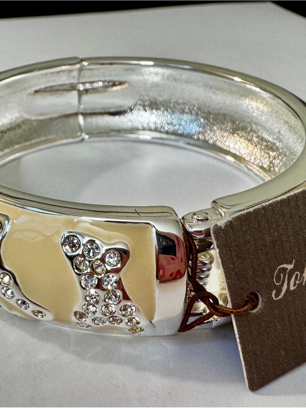 Tommy Bahama Silver-Tone Crystal Accent Hinged Bracelet